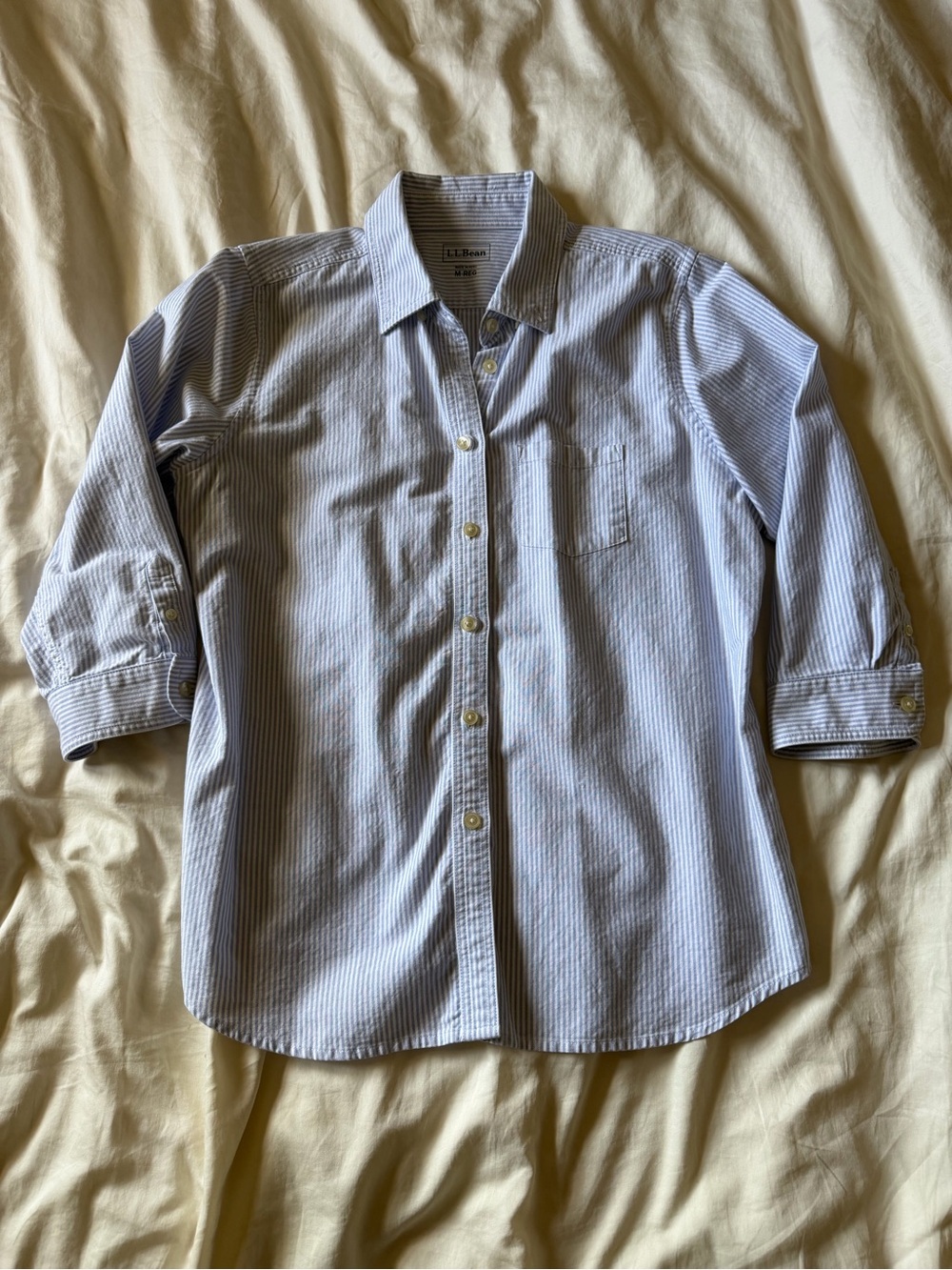 L.L. Bean Blue and White Button Down Shirt Size M - Picture 1 of 6
